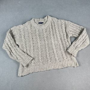 American Eagle Sweater Womens S Relaxed Fit Loose Cable Knit Tan Beige Soft AOE